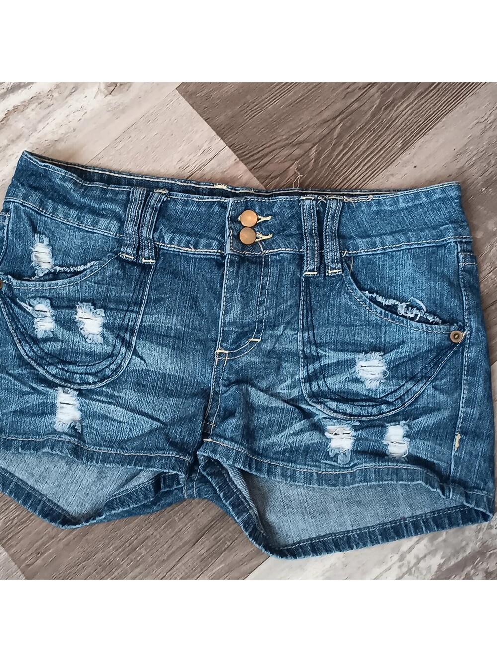 Rocks & Indigo blue Jean shorts ripped Juniors 9 rn# 128963